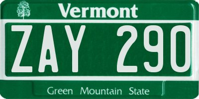 VT license plate ZAY290