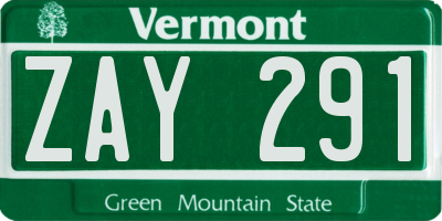 VT license plate ZAY291