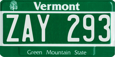 VT license plate ZAY293