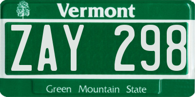 VT license plate ZAY298