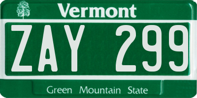 VT license plate ZAY299