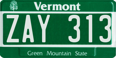 VT license plate ZAY313