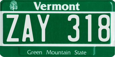 VT license plate ZAY318