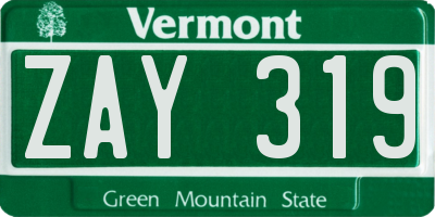 VT license plate ZAY319