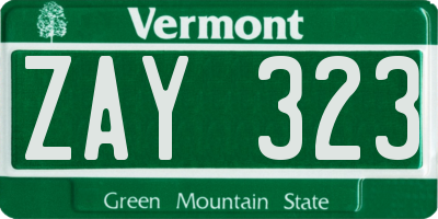 VT license plate ZAY323