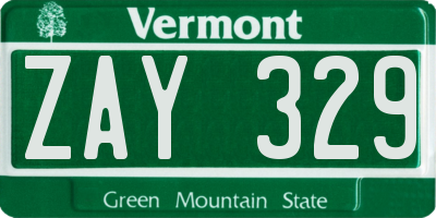 VT license plate ZAY329
