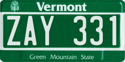 VT license plate ZAY331