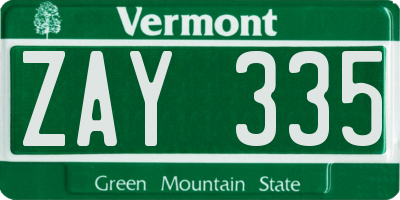 VT license plate ZAY335