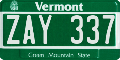 VT license plate ZAY337