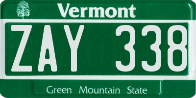 VT license plate ZAY338