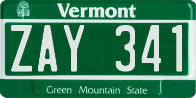 VT license plate ZAY341