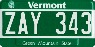 VT license plate ZAY343