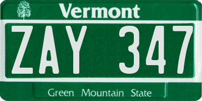 VT license plate ZAY347