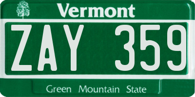 VT license plate ZAY359