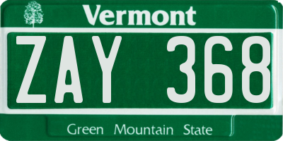 VT license plate ZAY368
