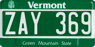 VT license plate ZAY369