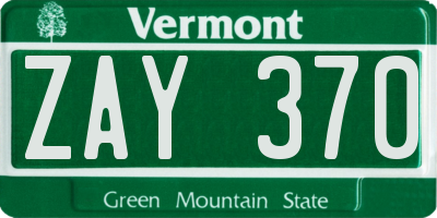 VT license plate ZAY370