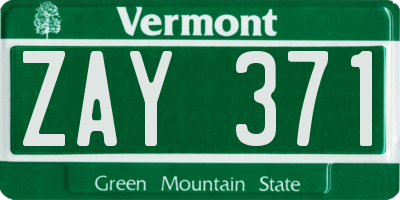 VT license plate ZAY371