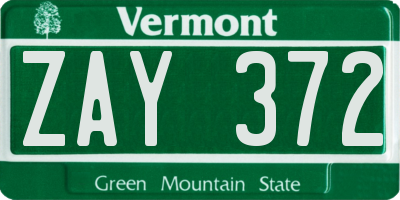 VT license plate ZAY372