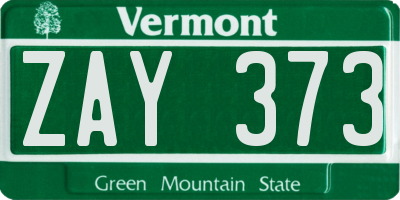VT license plate ZAY373