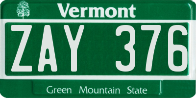 VT license plate ZAY376