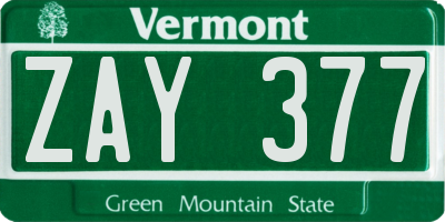 VT license plate ZAY377