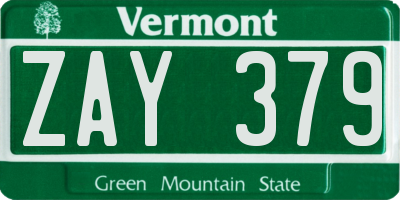 VT license plate ZAY379