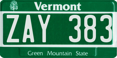 VT license plate ZAY383