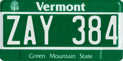 VT license plate ZAY384