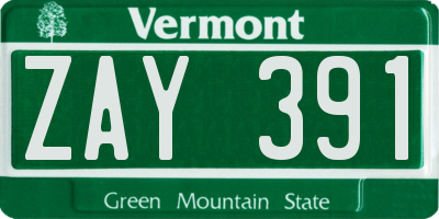 VT license plate ZAY391