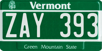 VT license plate ZAY393