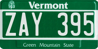 VT license plate ZAY395