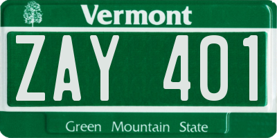 VT license plate ZAY401