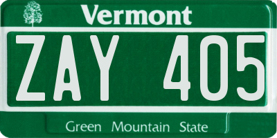 VT license plate ZAY405
