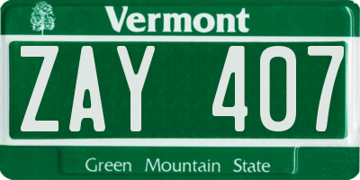 VT license plate ZAY407