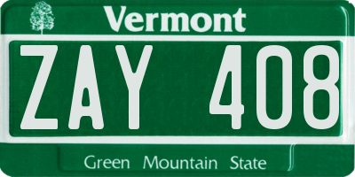 VT license plate ZAY408