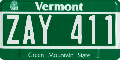 VT license plate ZAY411