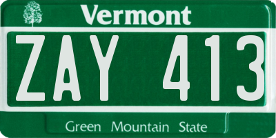 VT license plate ZAY413