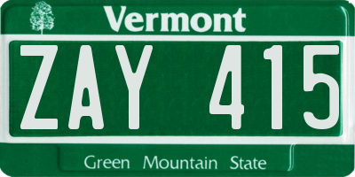 VT license plate ZAY415