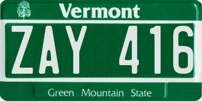 VT license plate ZAY416