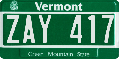 VT license plate ZAY417