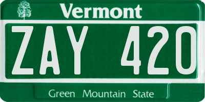 VT license plate ZAY420