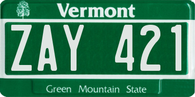 VT license plate ZAY421