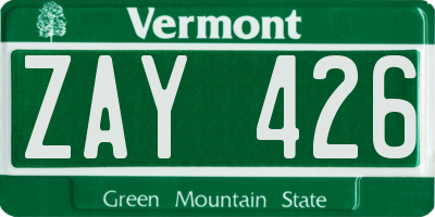 VT license plate ZAY426