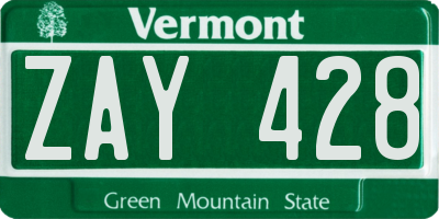 VT license plate ZAY428