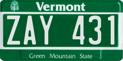 VT license plate ZAY431