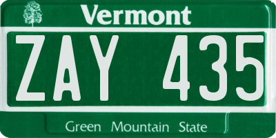 VT license plate ZAY435