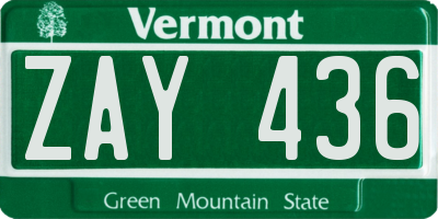 VT license plate ZAY436