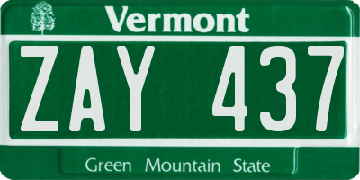 VT license plate ZAY437