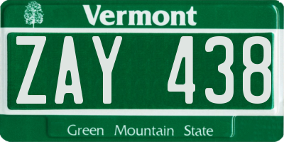 VT license plate ZAY438